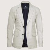 Men’s Classic Two Button White Leather Blazer